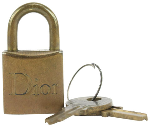Dior Brass Logo Lock and Key Padlock Key Bag Charm 4DR1028