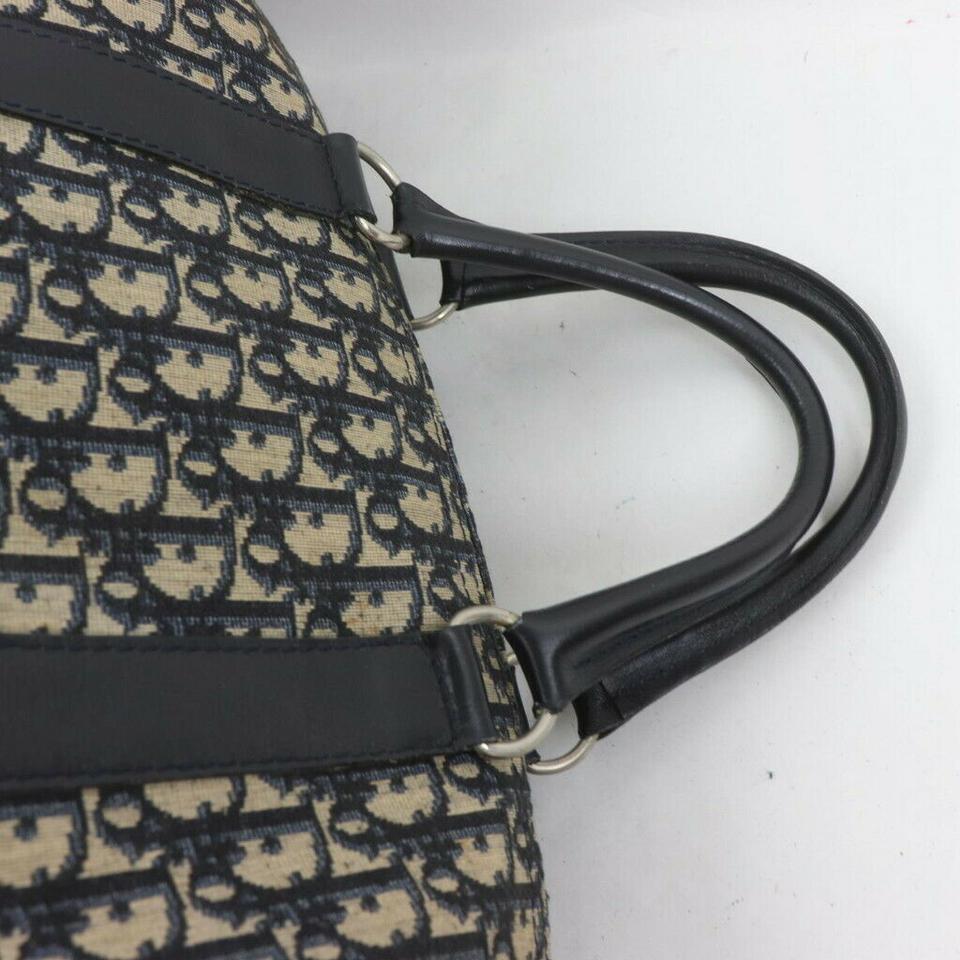 Christian Dior Trotter Shoulder Bag Canvas Leather Navy Free Shipping