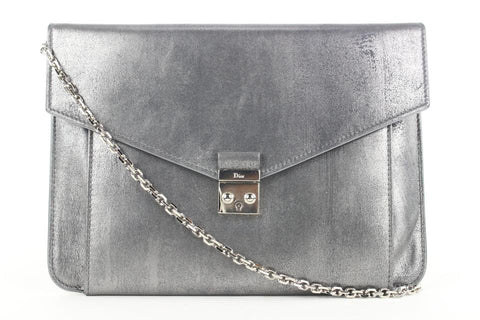 Dior Pewter Silver Chain Flap Crossbody Bag 292da513