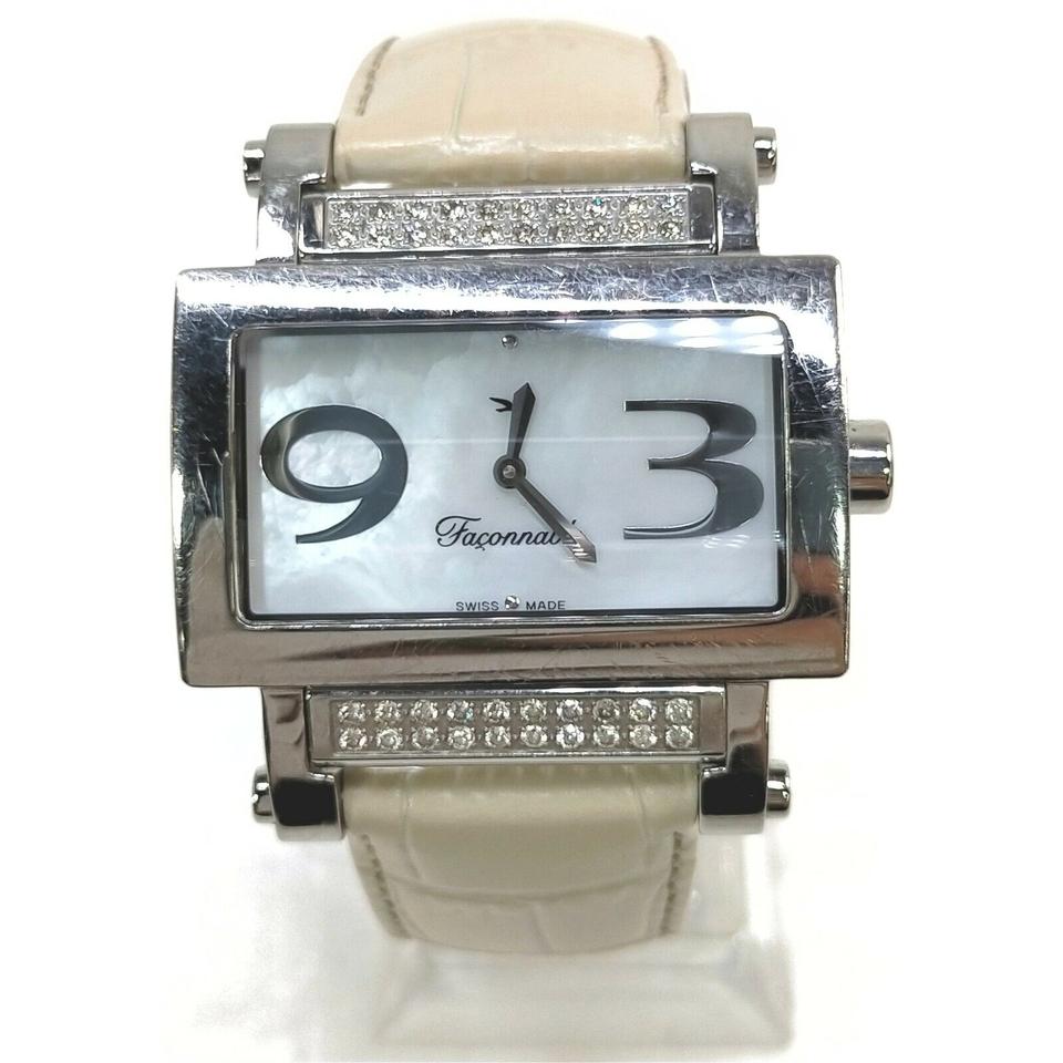 Façonnable 38mm Silver Diamond Square Watch 862915
