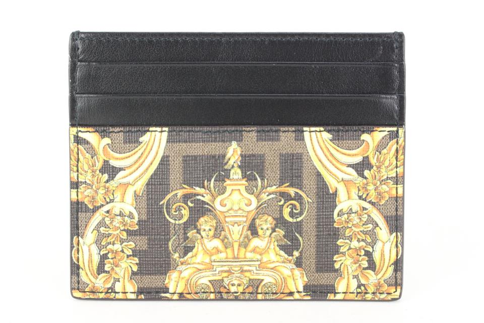 VERSACE x FENDI 'FENDACE' Authentic Men's Leather Card  Holder Case Wallet *NIB*