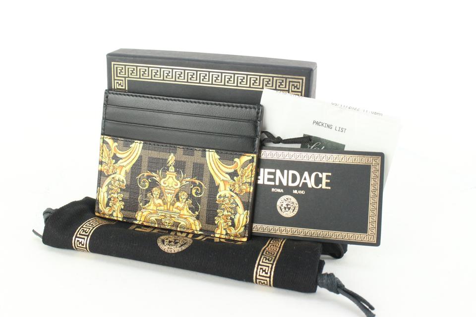 VERSACE x FENDI 'FENDACE' Authentic Men's Leather Card  Holder Case Wallet *NIB*