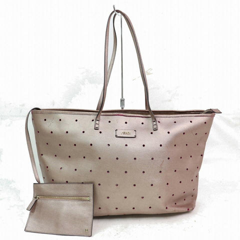 Fendi Metallic Perforated Roll with Pouch 870587 Pink Leather Tote