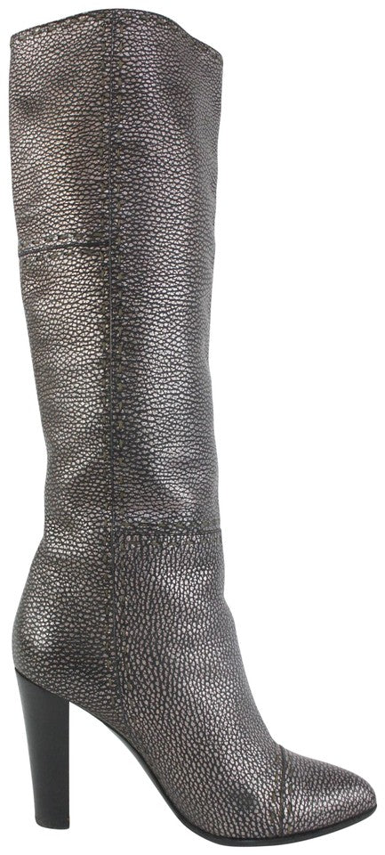 Fendi Women's 36.5 Knee High Grey Leather Selleria Boots 1F1206