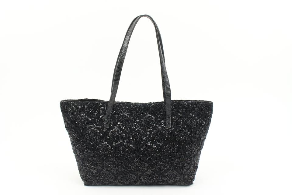 Fendi Black Sequin Beaded Roll Tote Shopper Bag S210F57