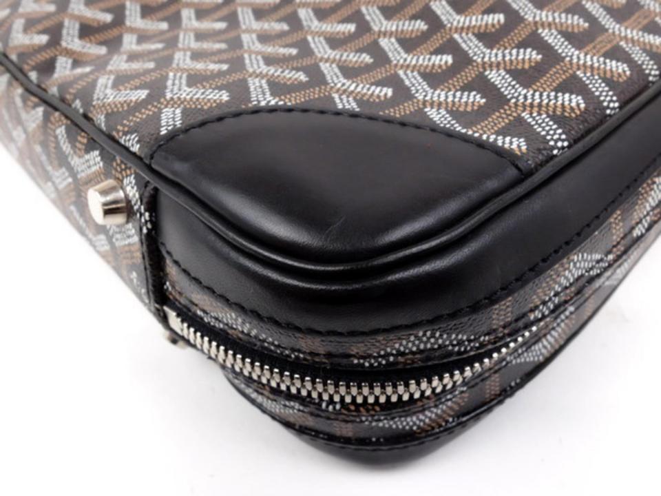 Goyard Ambassade Business Hand Bag Leather Brown Black Used F/S From Japan  VG