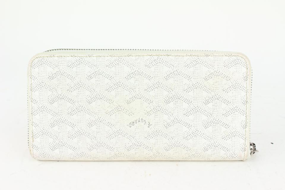 Goyard Goyardine White Matignon Wallet GM Palladium Hardware