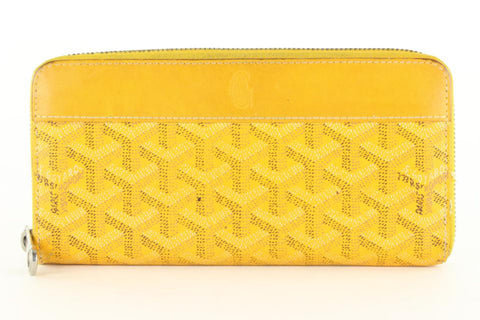 Goyard Yellow Chevron Matignon Zip Around Wallet 1GY1026