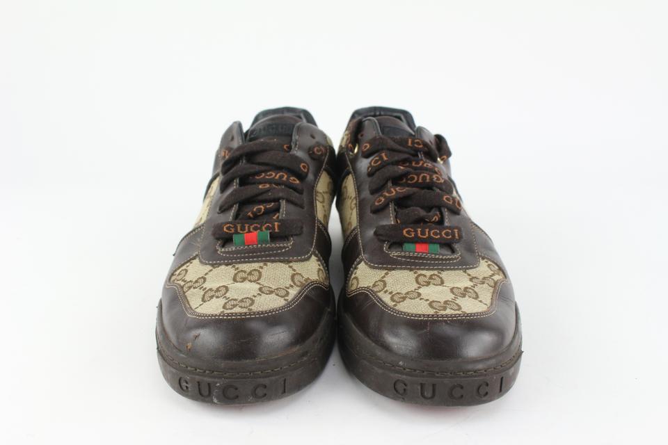 Gucci Men's 9 US Brown Monogram GG Signature Lace Low Sneakers 1216g50
