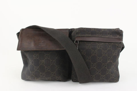 Gucci Dark Brown Monogram GG Belt Bag Waist Pack Bum Pouch 123g32