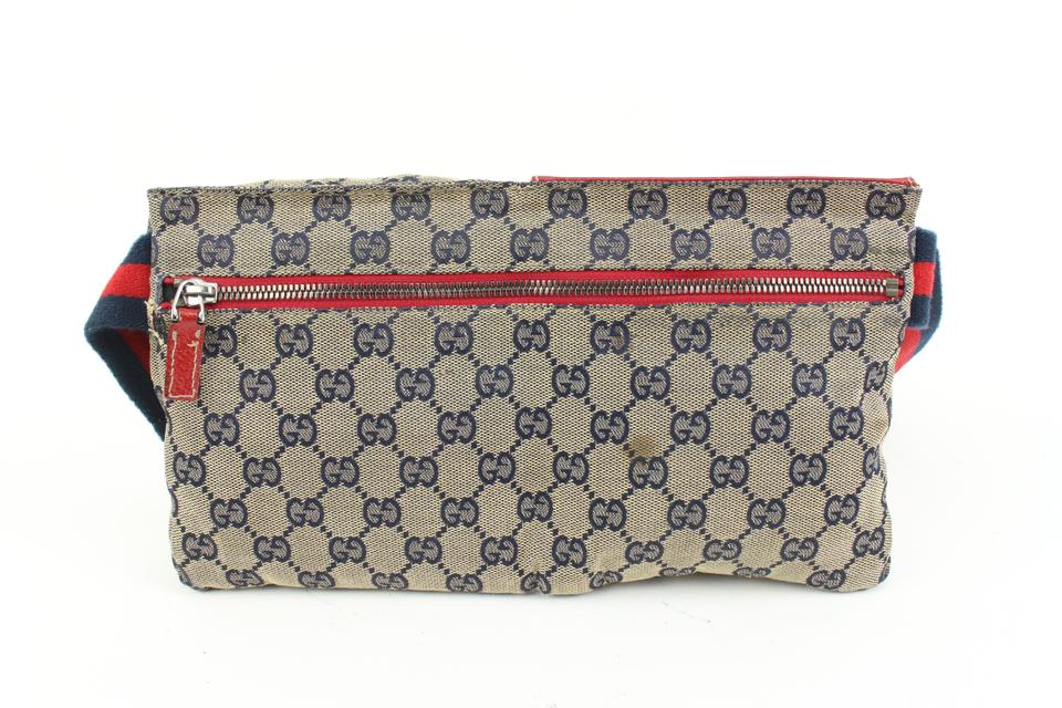 Gucci Monogram GG Flap Belt Bag Fanny Pack Waist Pouch Leather ref.446936 -  Joli Closet