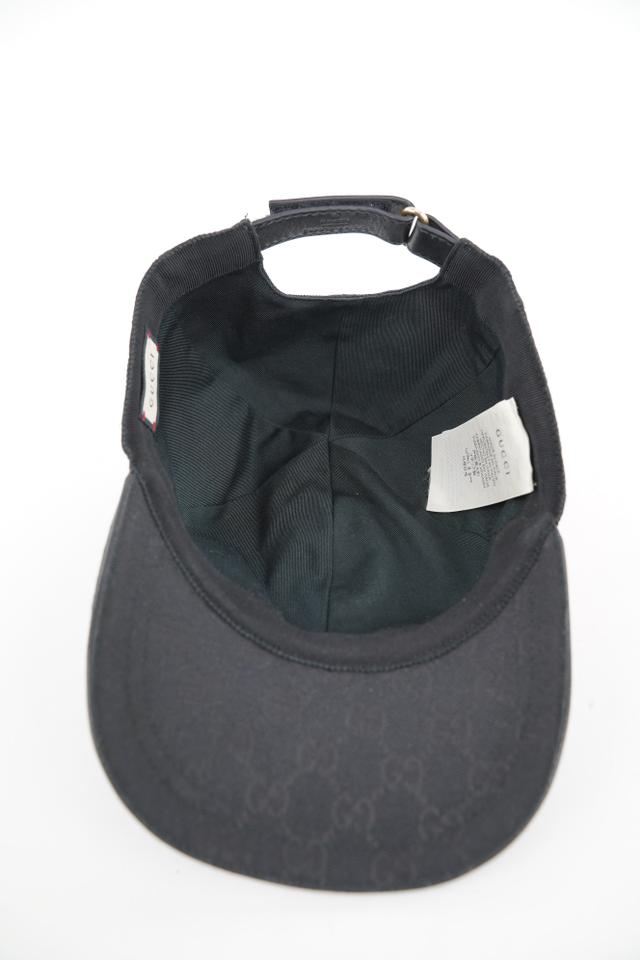 Gucci Size L Black Monogram GG Sherry Web Baseball Cap Hat 251ggs212