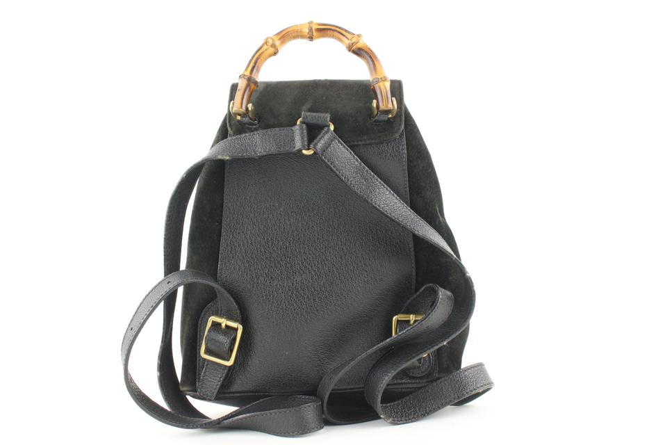 Gucci Black Suede Bamboo Mini Backpack 690gks319