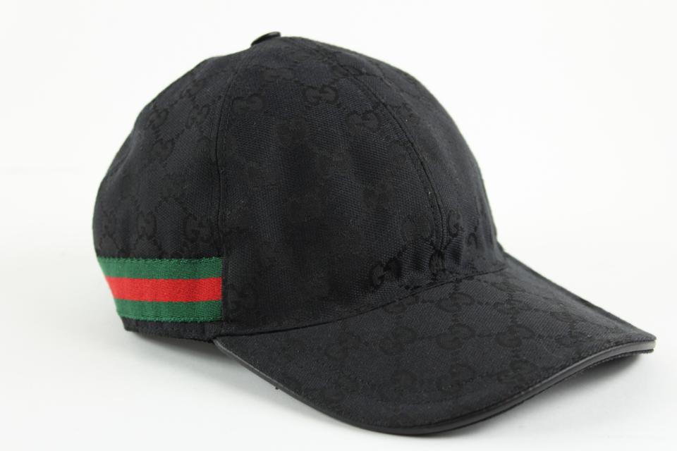 Gucci Ultra Rare Sherry Web Black Monogram GG Baseball Cap Hat 862446