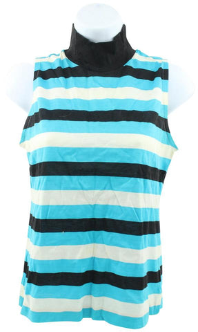 Gucci Rare Vintage Blue Stripe Sleeveless Turtleneck Vest Shirt 114g13