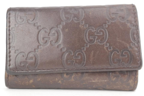 Gucci Brown Guccissima Leather Key Holder Case Pouch Wallet 1GK1129
