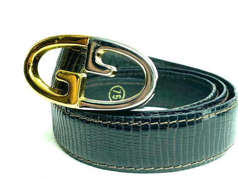 Gucci Lizard Brown Bicolor Belt 7g616