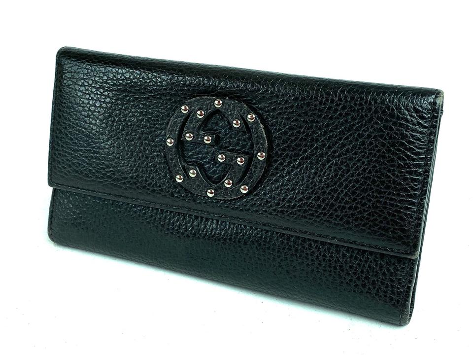 Gucci Brown Studded Soho Flap Long Wallet 11g69