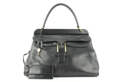 Gucci Black Calfskin Top Handle Satchel with Pouch 692gks319