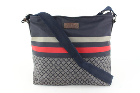 Gucci Navy x Red Diamante Web Large Messenger 5gk516s