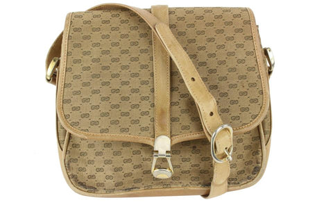 Gucci Beige Micro GG Monogram Crossbody Flap Bag 6G1021