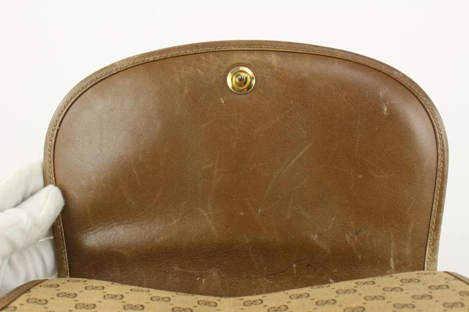 Gucci Beige Monogram Micro GG Crossbody Flap Bag 1216g1 For Sale