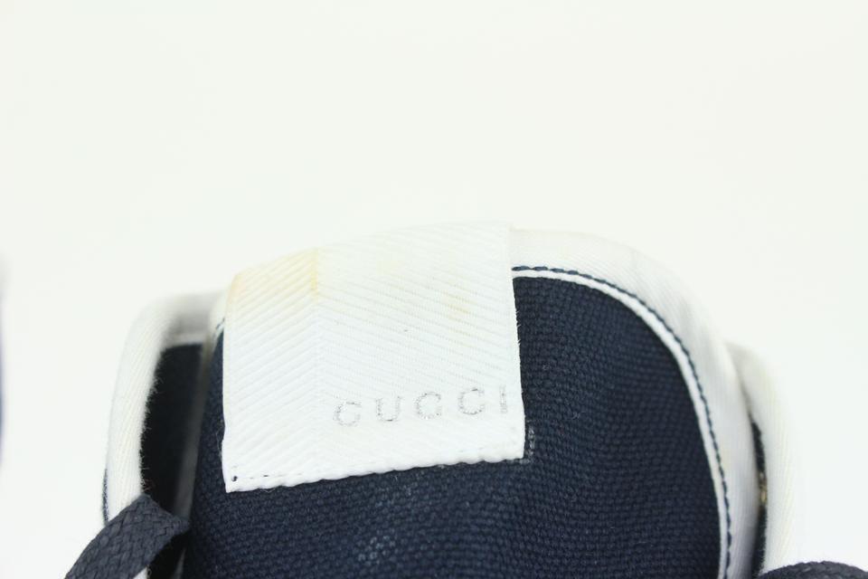 Gucci Men's US 8.5 Navy Monogram GG Web Sneakers 1123g40 – Bagriculture