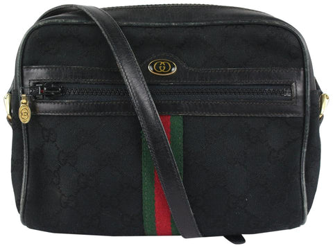 Gucci Black Monogram GG Web Ophidia Crossbody Bag 4GG1013