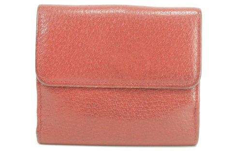 Gucci 8LK0110 Red Leather Compact Square Snap Wallet
