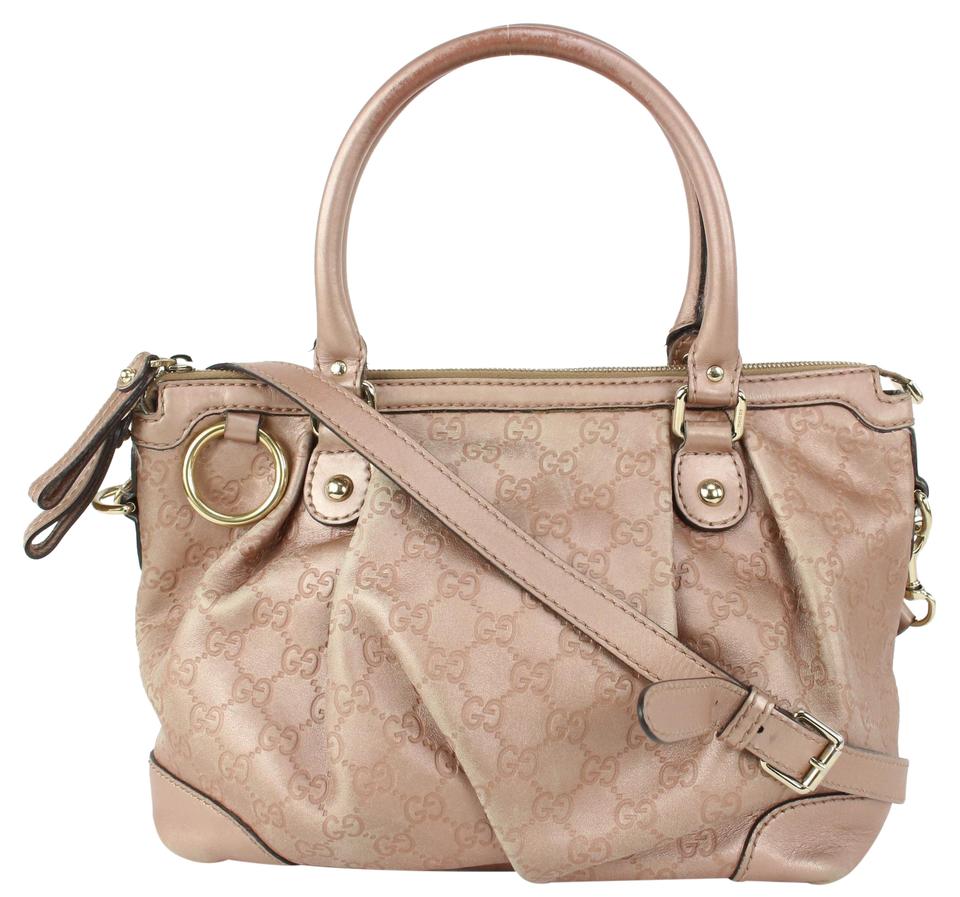 Gucci Pink Leather Guccissima Medium Sukey Top Handle 2way Bag 1GU811