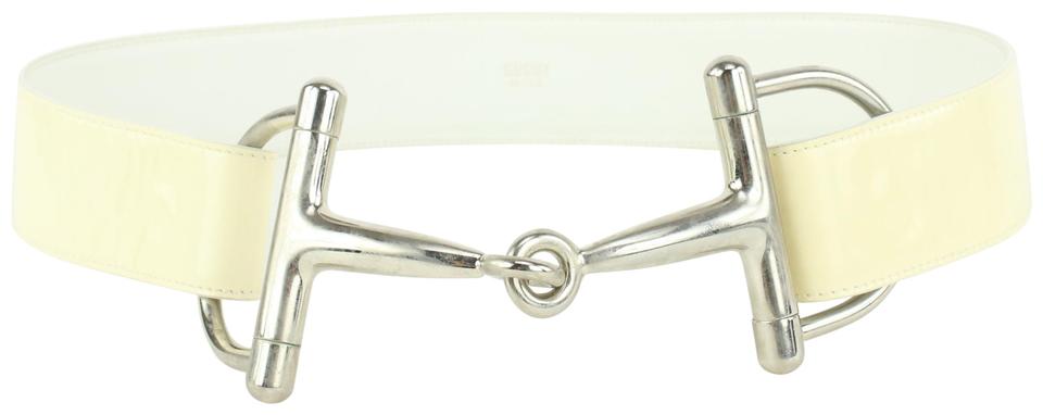 Gucci White Horsebit Logo Waist Belt 921gk70
