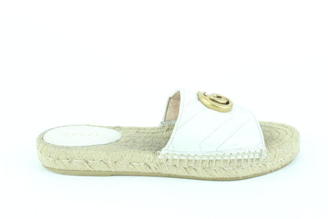 Gucci Size 35 573028 White Marmont Charlotte Espadrille Slide Sandals 112g25