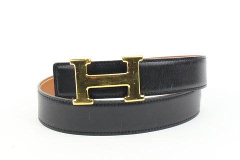 Hermès Black x Brown 18mm H Logo Belt Kit Gold 121h61