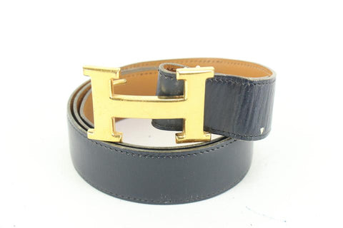 Hermès Size 85 Black x Brown x Gold 32mm Reversible H Logo Belt Kit 84h52s