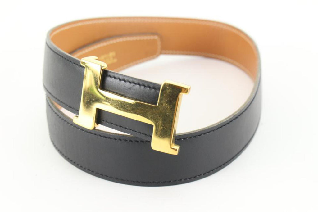 Hermès Reversible Black x Brown x Gold 24mm Constance H Logo Belt Kit 72h84s