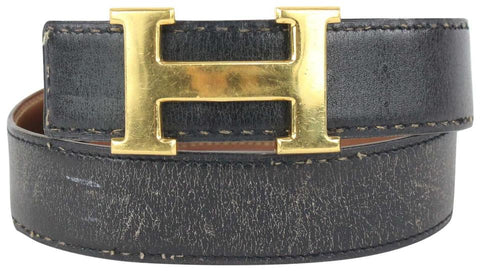 Hermès 32mm Reversible H Logo Belt Kit Black x Brown x Gold 73her726