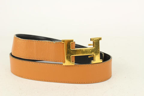 Hermès Black x Brown x Gold 32mm Reversible H Logo Belt Kit 823her19