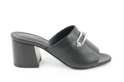 Hermès Size 36.5  Black x Silver  Leather Camilla Mules Femme 60 S126H54