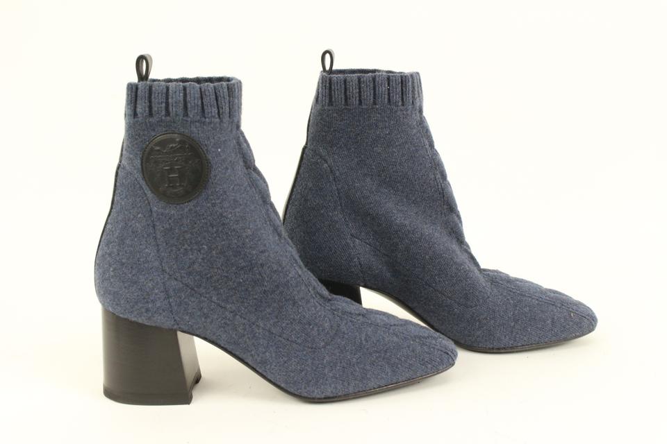 Hermès Women's Size 35 Blue Knit Fabric Volver 60 Ankle Booties 