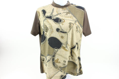 Hermès Rare Brown x Khaki Green Gender Fluid Map T-Shirt Tee Shirt 121h34