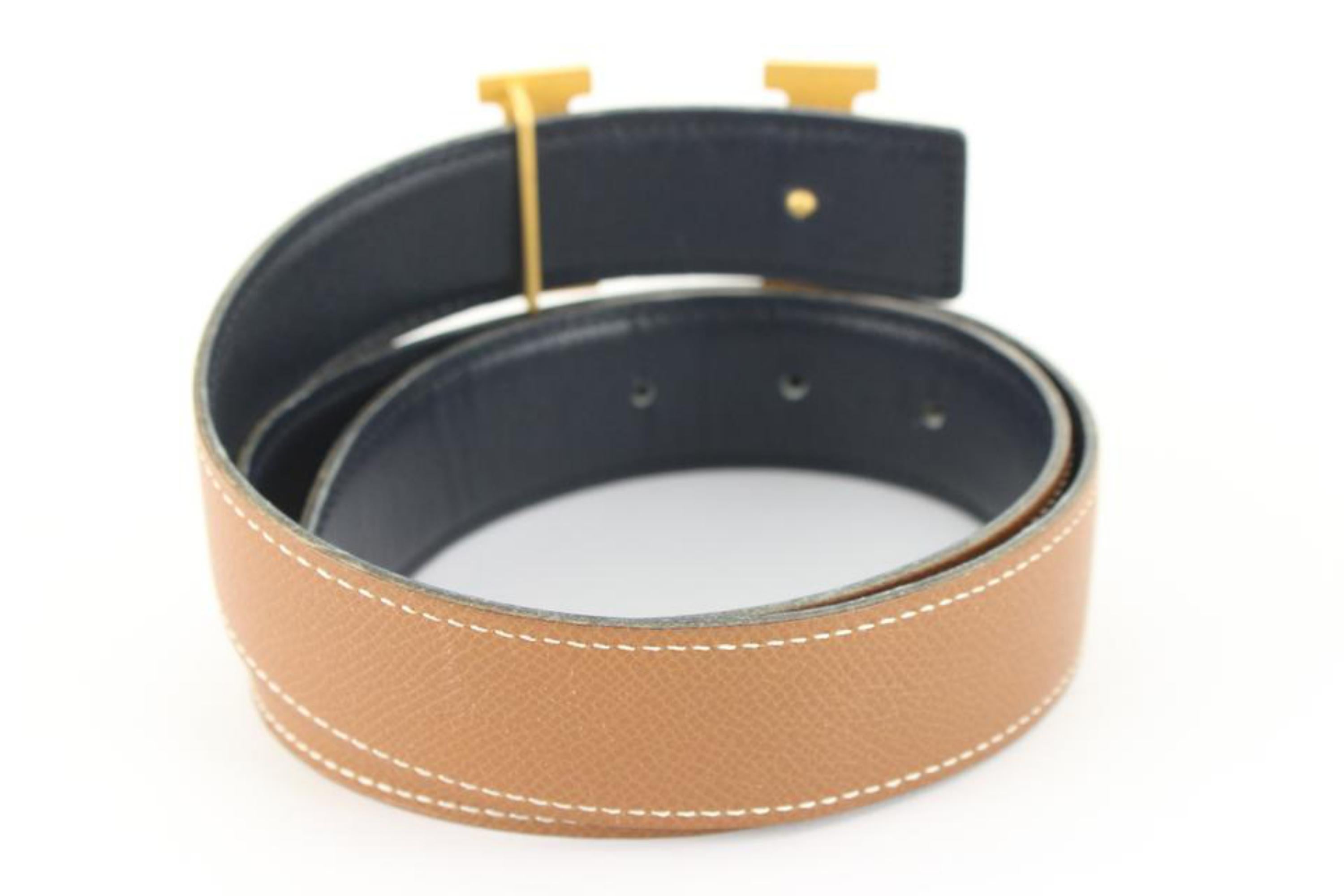 Leather belt in gray with V buckle 32 mm