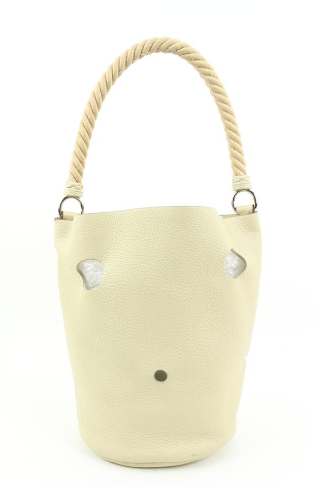 Hermès Ivory Clemence Leather Mangeoire Rope Bucket Bag 53h224s