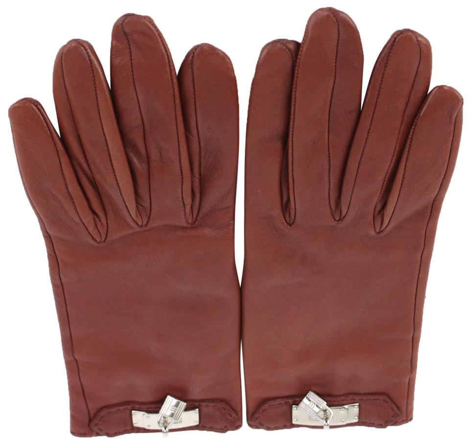 Hermès Size 6 Burgundy Leather Kelly Hommage Gloves 242her5