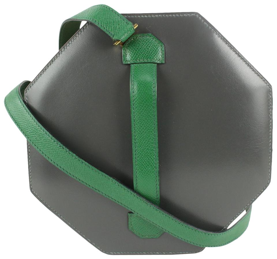 Hermès Charcoal x Brown x Green Tambourine Clutch 2way Crossbody Bag 1 –  Bagriculture