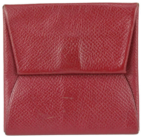 Hermès Dark Red Chevre Leather Bastia Fold Coin Pouch Change Wallet 186her712