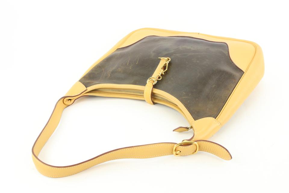 Hermes Amarante Leather Trim Hobo Bag