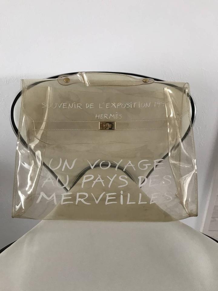 Hermès Kelly Souvenir 1997 Translucent Clear 229145 White Vinyl Satchel