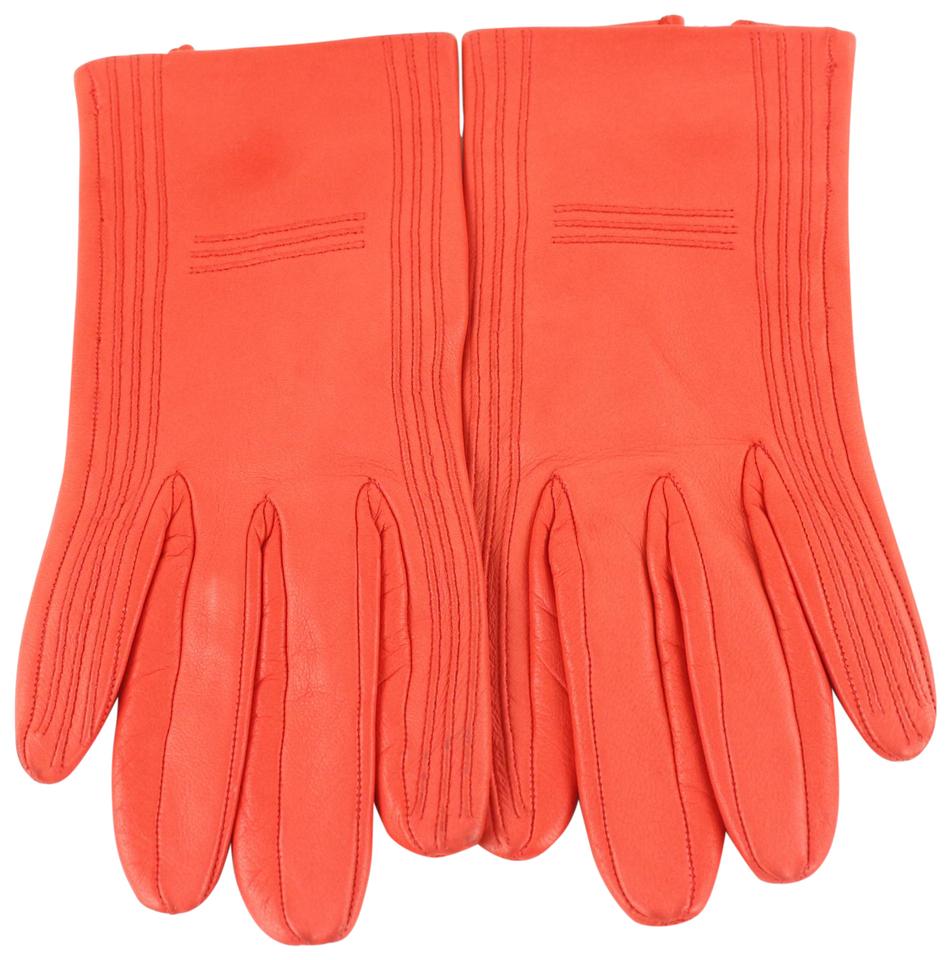 Hermes Sz 6.5 Red Lambskin Gloves 36her624