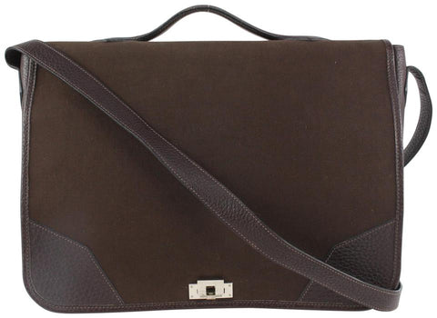 Hermès Dark Brown Victoria Messenger Top Handle Bag 1112h51