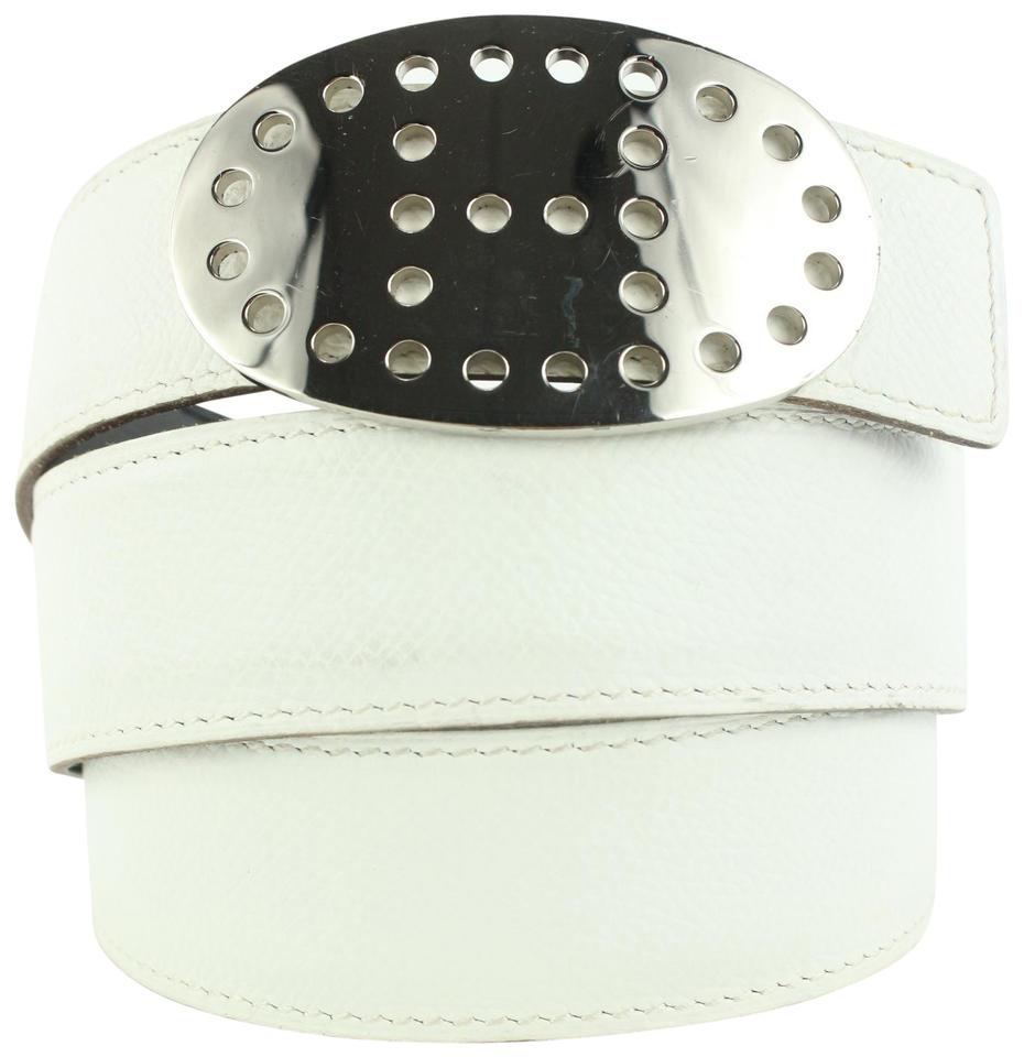 Hermès White x Black x Silver Reversible H Logo Belt Kit 864her49